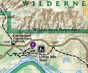 Theodore Roosevelt National Park, Road and Recreation Map, North Dakota, America.