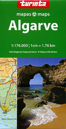 Algarve Region, Road and Shaded Relief Tourist Map, Portugal.