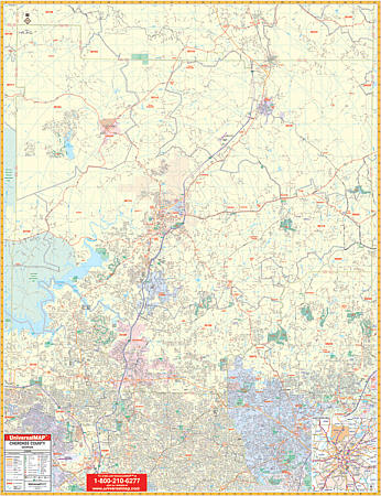 Cherokee WALL Map, Georgia, America.