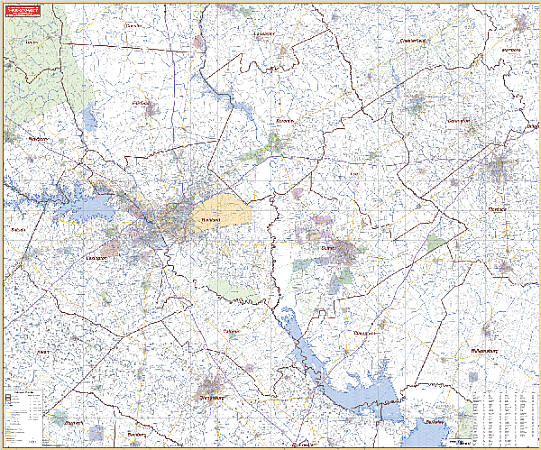 Columbia Vicinity WALL Map, South Carolina, America.