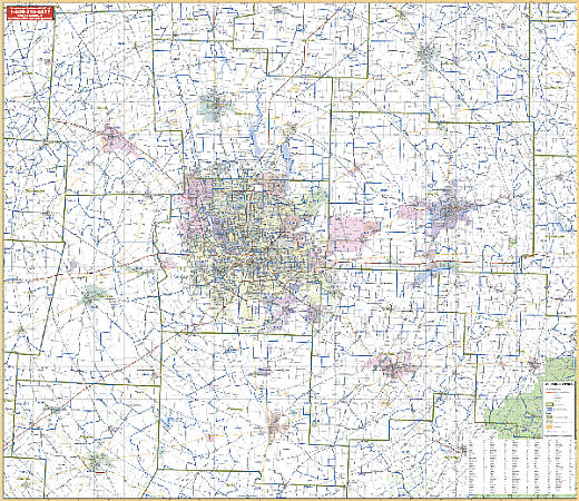 Columbus Vicinity WALL Map, Ohio, America.