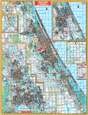 Daytona Beach WALL Map, Florida, America.