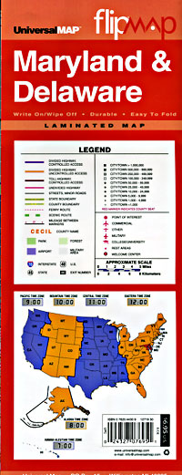 Delaware and Maryland "Flipmap" Road and Tourist Map, America.