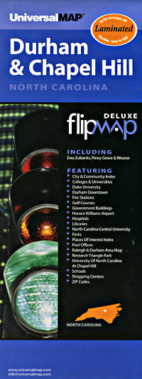 Durham and Chapel Hill "Flipmap" North Carolina, America.