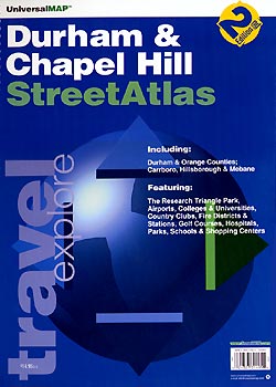 Durham and Chapel Hill Street ATLAS, North Carolina, America.