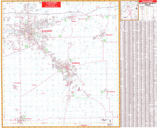 Elkhart WALL Map, America.