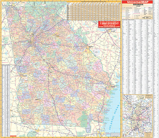 Georgia WALL Map, America.