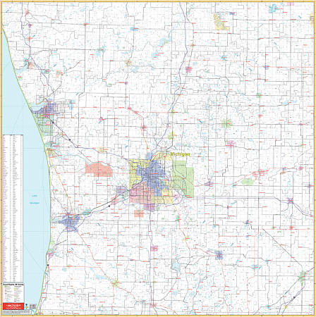 Grand Rapids Vicinity WALL Map.