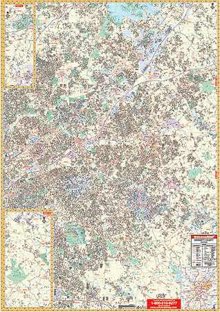 Gwinnett County WALL Map, Georgia, America.