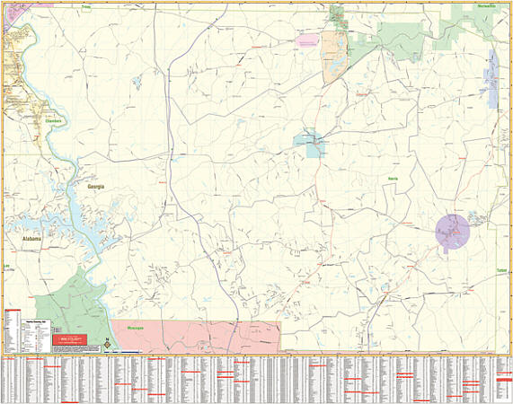 Harris County Stock WALL Map, Georgia, America.