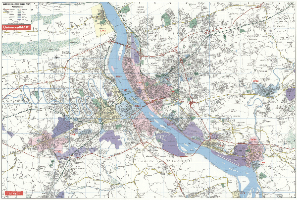 Harrisburg WALL Map, Pennsylvania, America.