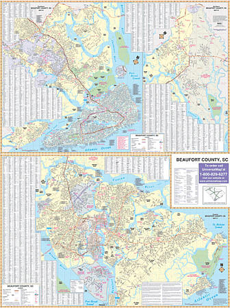 Hilton Head WALL Map, South Carolina, America.