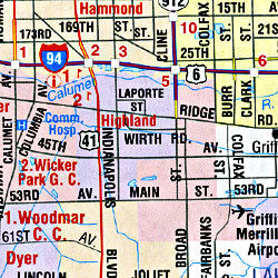 Indiana Road and Tourist Map, America.