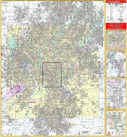 Indianapolis WALL Map, America.