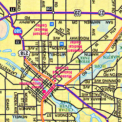 Iowa Road Map, America.