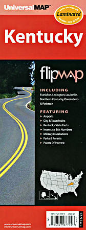 Kentucky "Flipmap" Road and Tourist Map, America.