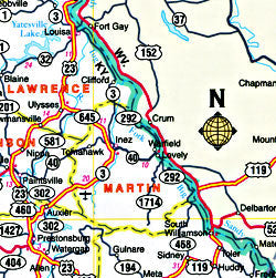 Kentucky "Flipmap" Road and Tourist Map, America.