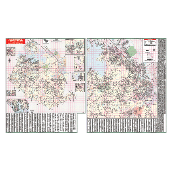 Lexington WALL Map, South Carolina, America.