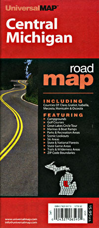 Michigan "Central" Road and Tourist Map, America.