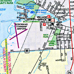 Michigan "Thumb" Road and Tourist Map, America.