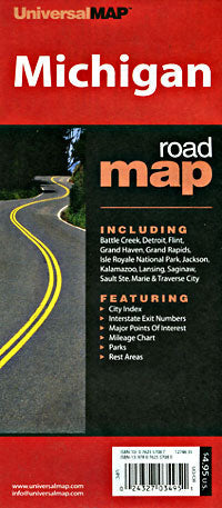 Michigan Road and Tourist Map, America.