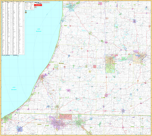 Michigan Southwest WALL Map.