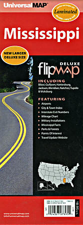 Mississippi "Flipmap" Road and Tourist Map, America.