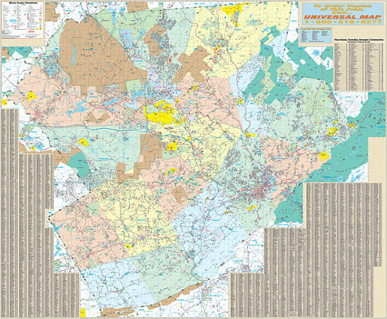 Monroe WALL Map, Pennsylvania, America.