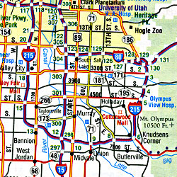 Nevada and Utah Road and Tourist Map, America.