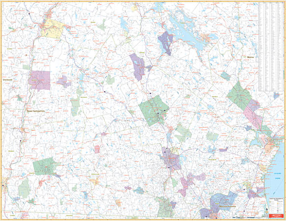Nh Map In Depth New Hampshire South WALL Map.