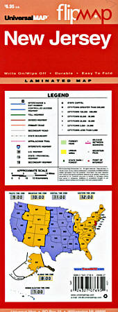 New Jersey "Flipmap" Road and Tourist Map, America.