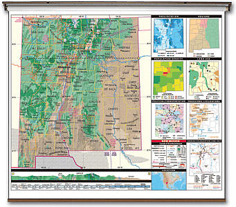 New Mexico State Thematic Secondary "Classroom" 3-8 WALL Map with Backboard.