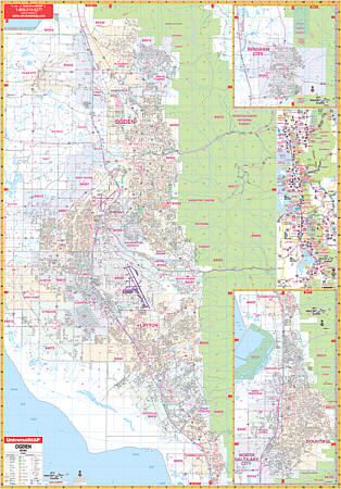 Ogden WALL Map, Utah, America.