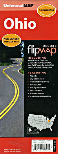 Ohio "Flipmap" Road and Tourist Map, America.