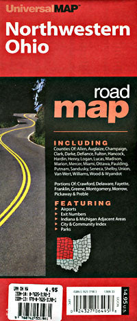 Ohio Northwestern Regional Road and Tourist Map, America.