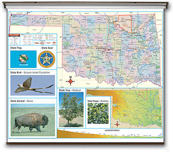 Oklahoma Thematic Primary "Classroom" K-2 WALL Map.