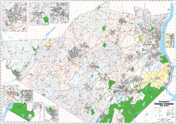 Orange County WALL Map, New York, America.