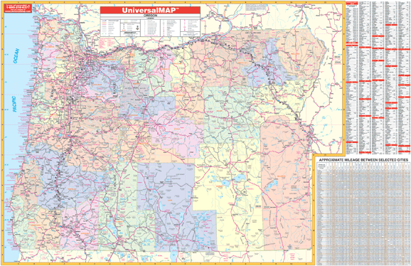 Oregon WALL Map, America.