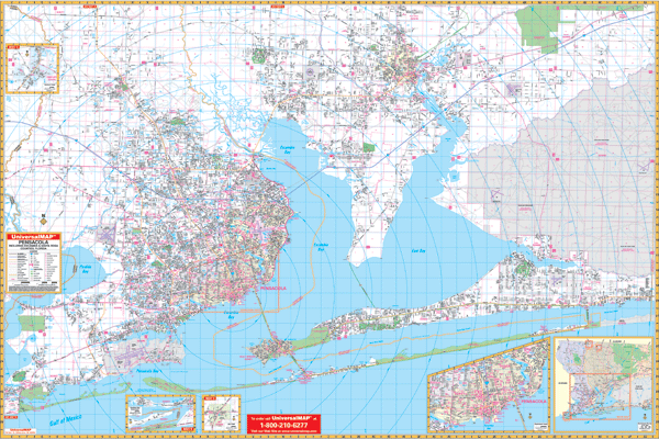 Pensacola WALL Map, Florida, America.