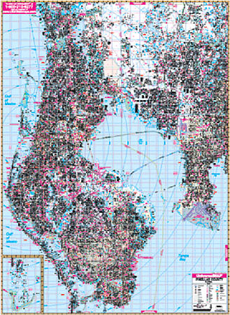 Pinellas County WALL Map, Florida, America.