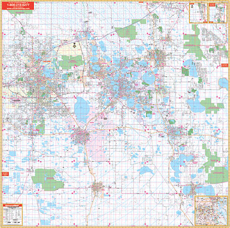 Polk County WALL Map, Florida, America.