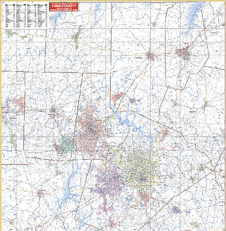 Raleigh Vicinity WALL Map, North Carolina, America.