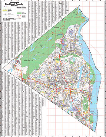 Rockland WALL Map, New York, America.