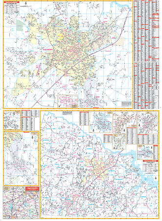 Salisbury and Rowan County WALL Map, North Carolina, America.