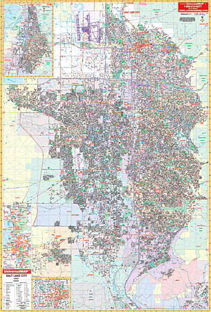 Salt Lake City WALL Map, America.