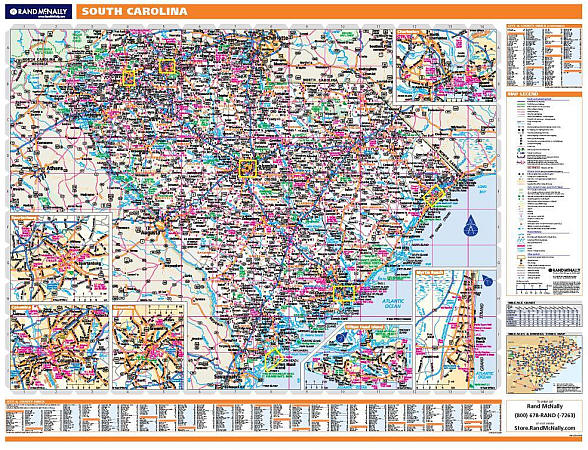Sc Street Map South Carolina WALL Map, America.