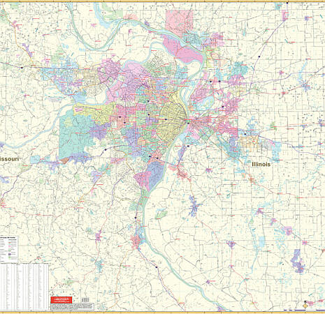 St. Louis Vicinity WALL Map.