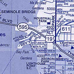 St. Petersburg and Clearwater Street ATLAS, Florida, America.