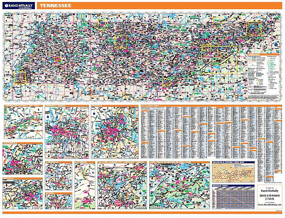 Tennessee WALL Map, Tennessee, America.