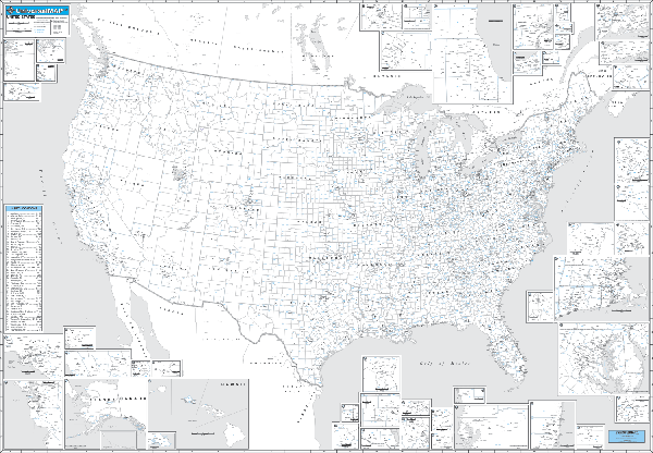 United States MSA Rush Hour WALL Map, America.